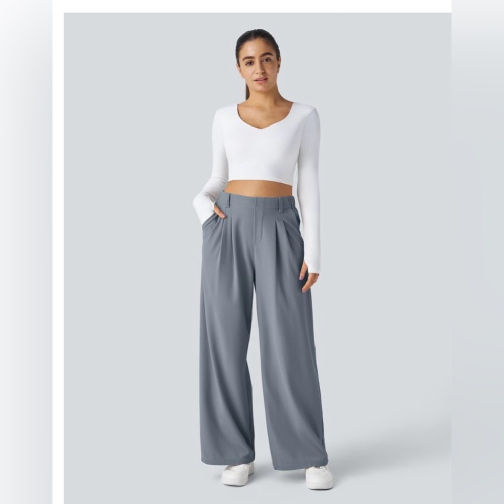 Wide Leg High-Rise Pants in Weathervane Gray - Picture 4 of 5